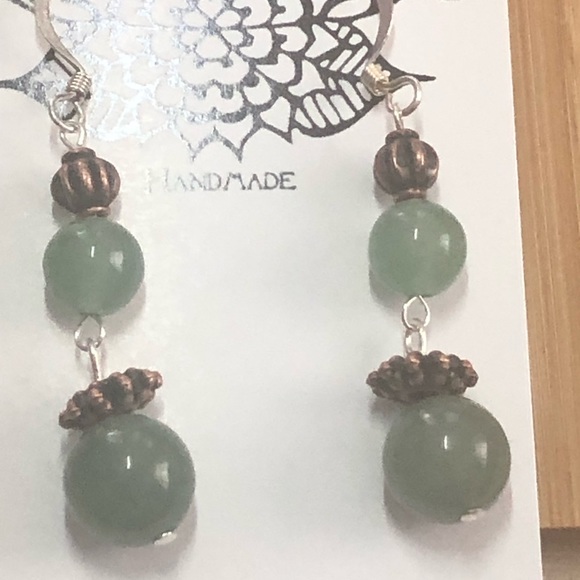 Fancy Green Jasper & Copper Earrings - Picture 7 of 8
